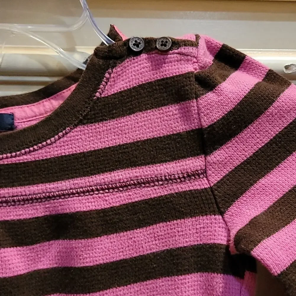 Gap Kids Top Girls Long Sleeve Pink Brown Striped Boho